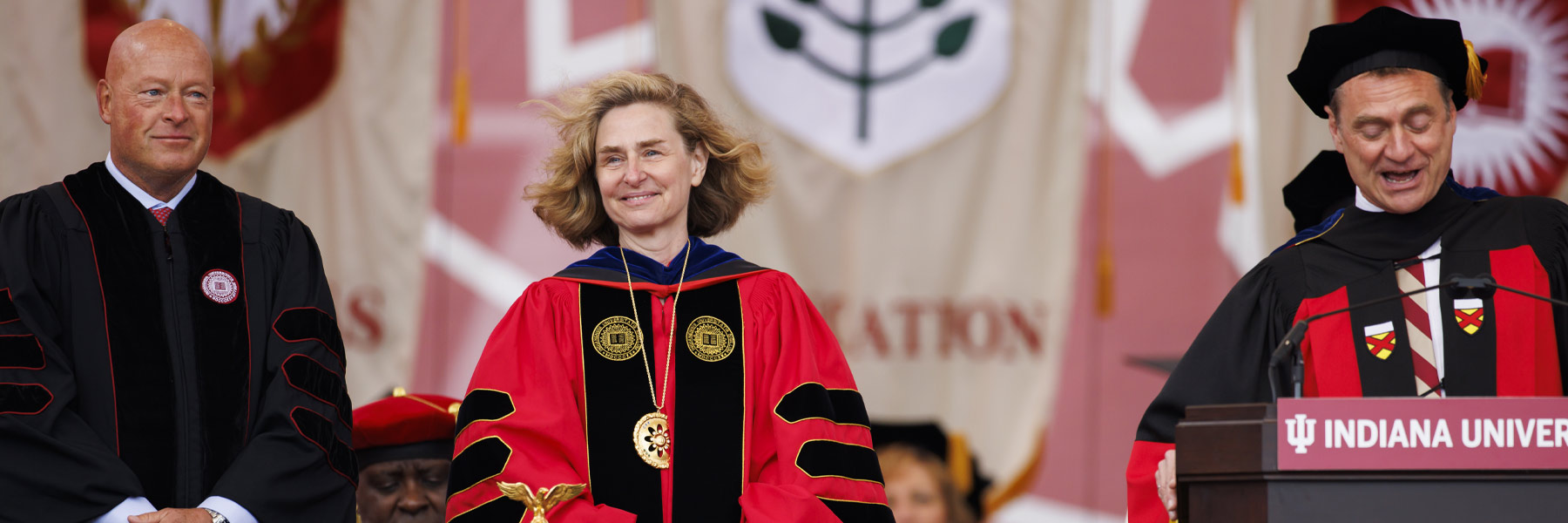 IU President Pamela Whitten and other university officials preside over Commencement